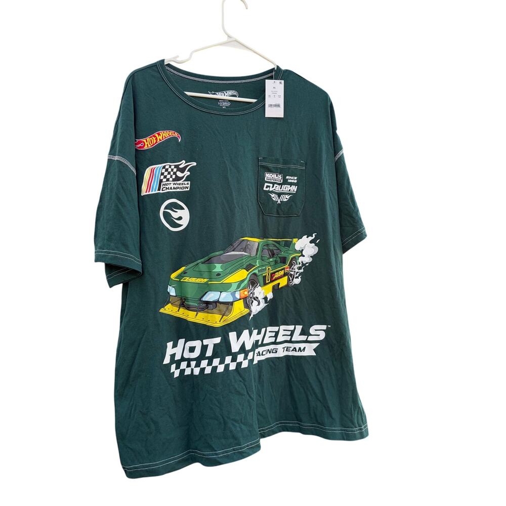 Hot Wheels Racing Team Teal Graphic Pocket T-Shirt Mens XL Contrast Stitch-NWT